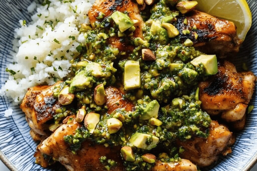 Chipotle Chicken with Chunky Pistachio Sauce