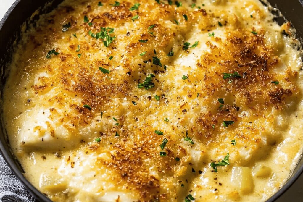 Creamy Baked Fish on Potato Gratin Recipe