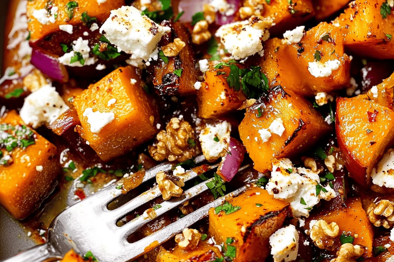 Maple Roasted Pumpkin with Chili and Feta