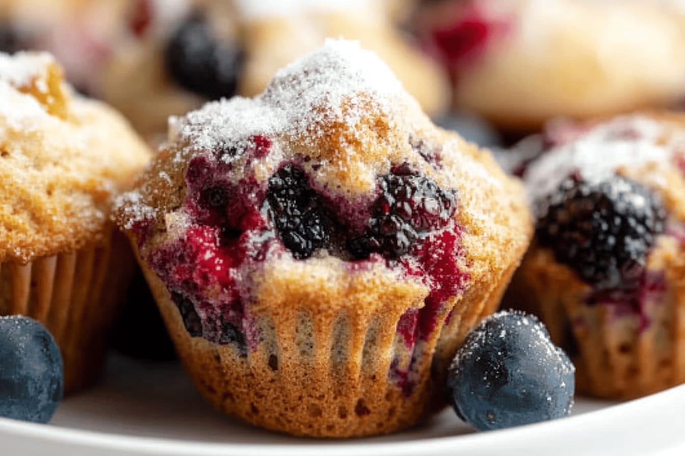 Mixed Berry Muffins with Sugary Topping Recipe