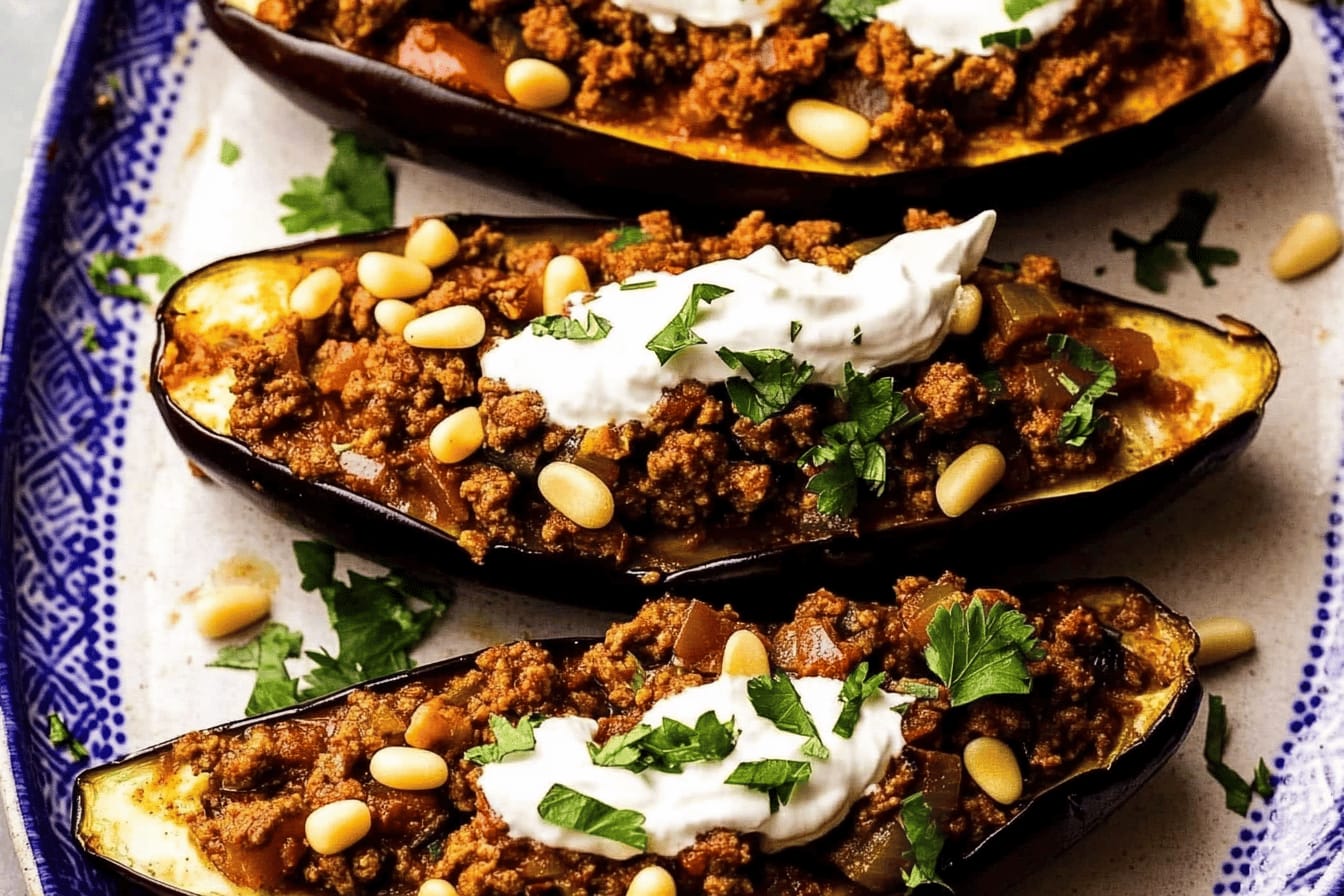 Moroccan Baked Eggplant with Savory Beef