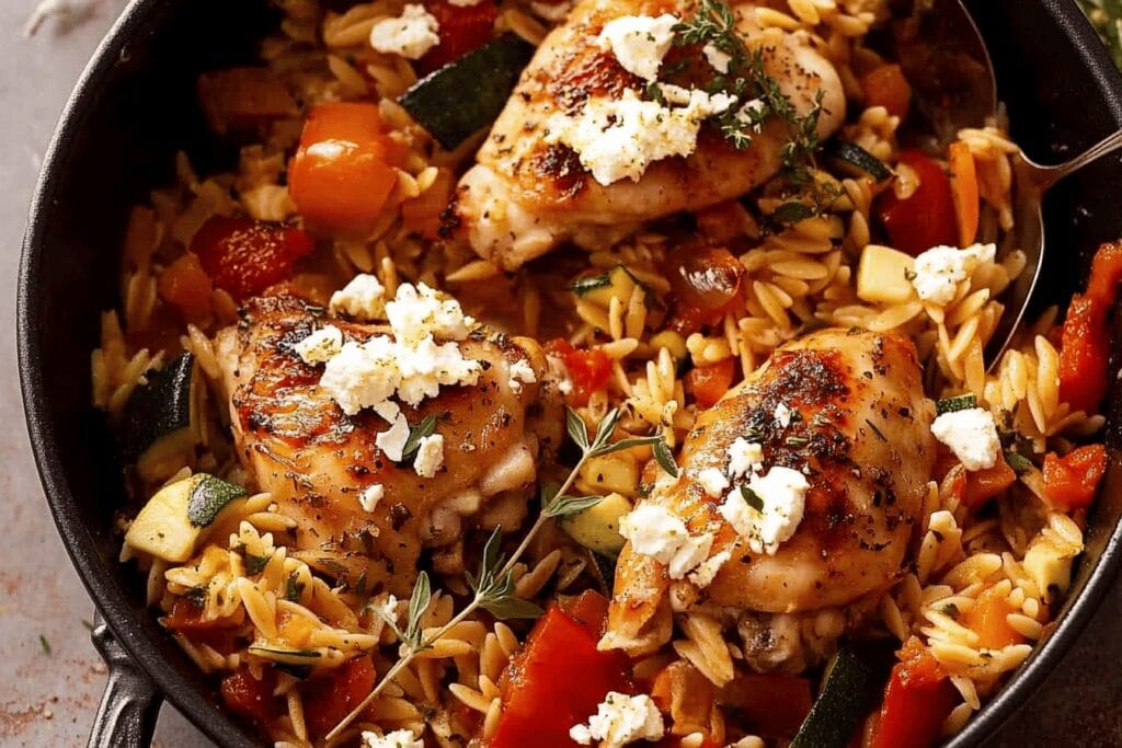 One-Pot Baked Greek Chicken with Orzo
