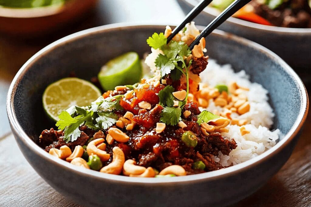 Thai Sweet Chilli Beef Rice Bowl Recipe