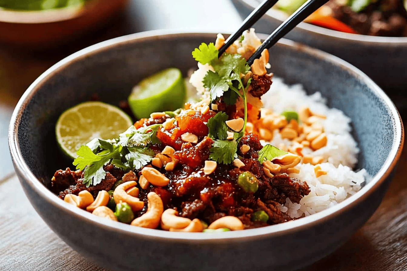 Thai Sweet Chilli Beef Rice Bowl Recipe
