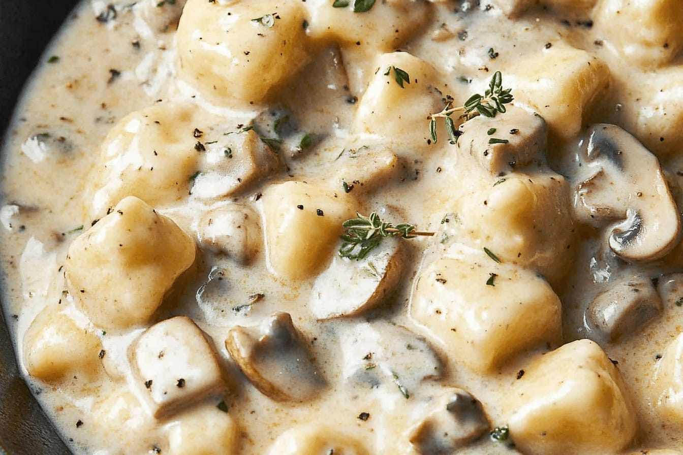 Creamy Mushroom Sauce Ricotta Gnocchi Recipe