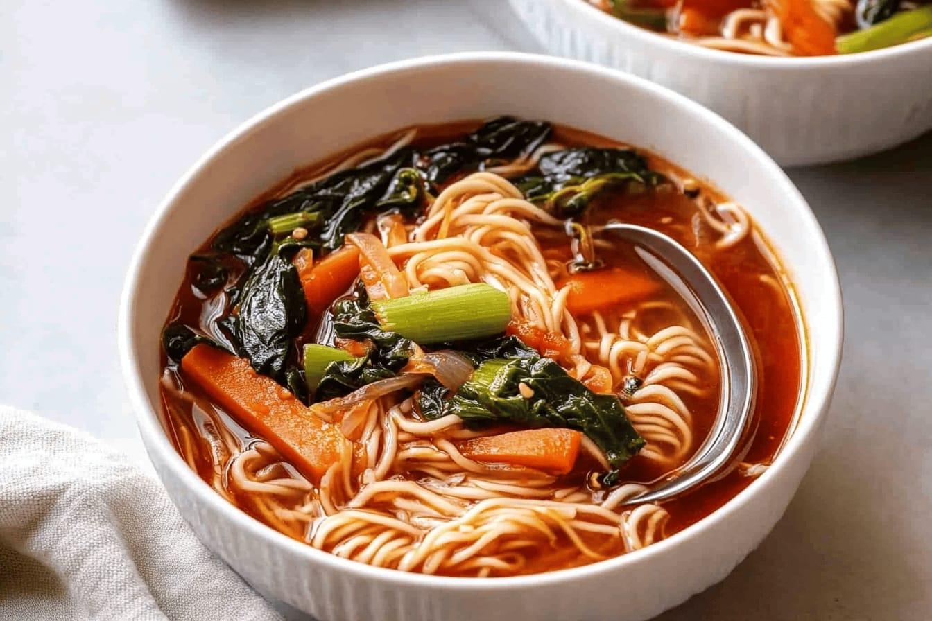 Easy Spicy Korean Noodle Soup Recipe
