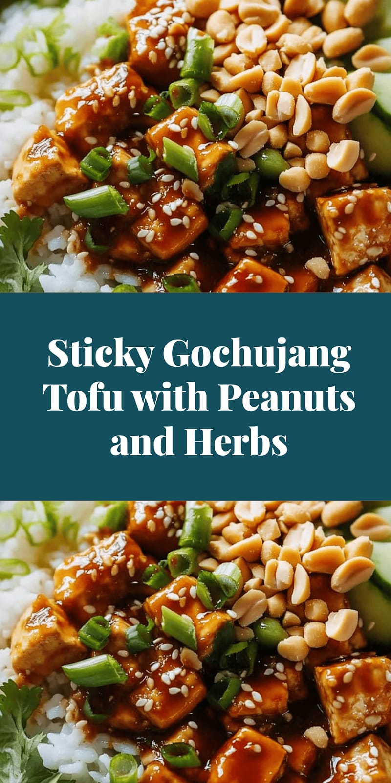 Sticky Gochujang Tofu with Peanuts and Herbs