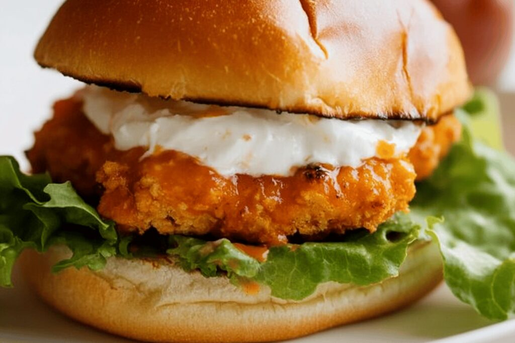 Buffalo Chicken Burgers with Whipped Feta