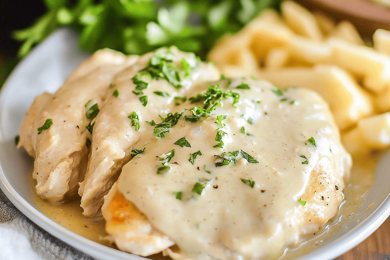 Creamy Garlic Parmesan Chicken in Crockpot