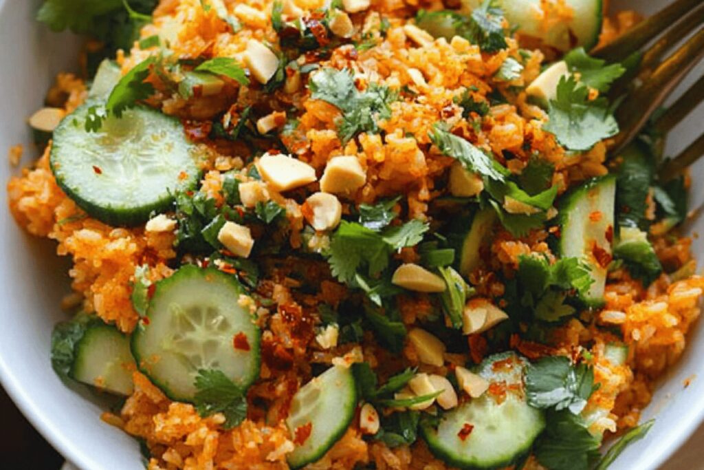 Crispy Rice Salad with Herbs and Cucumbers