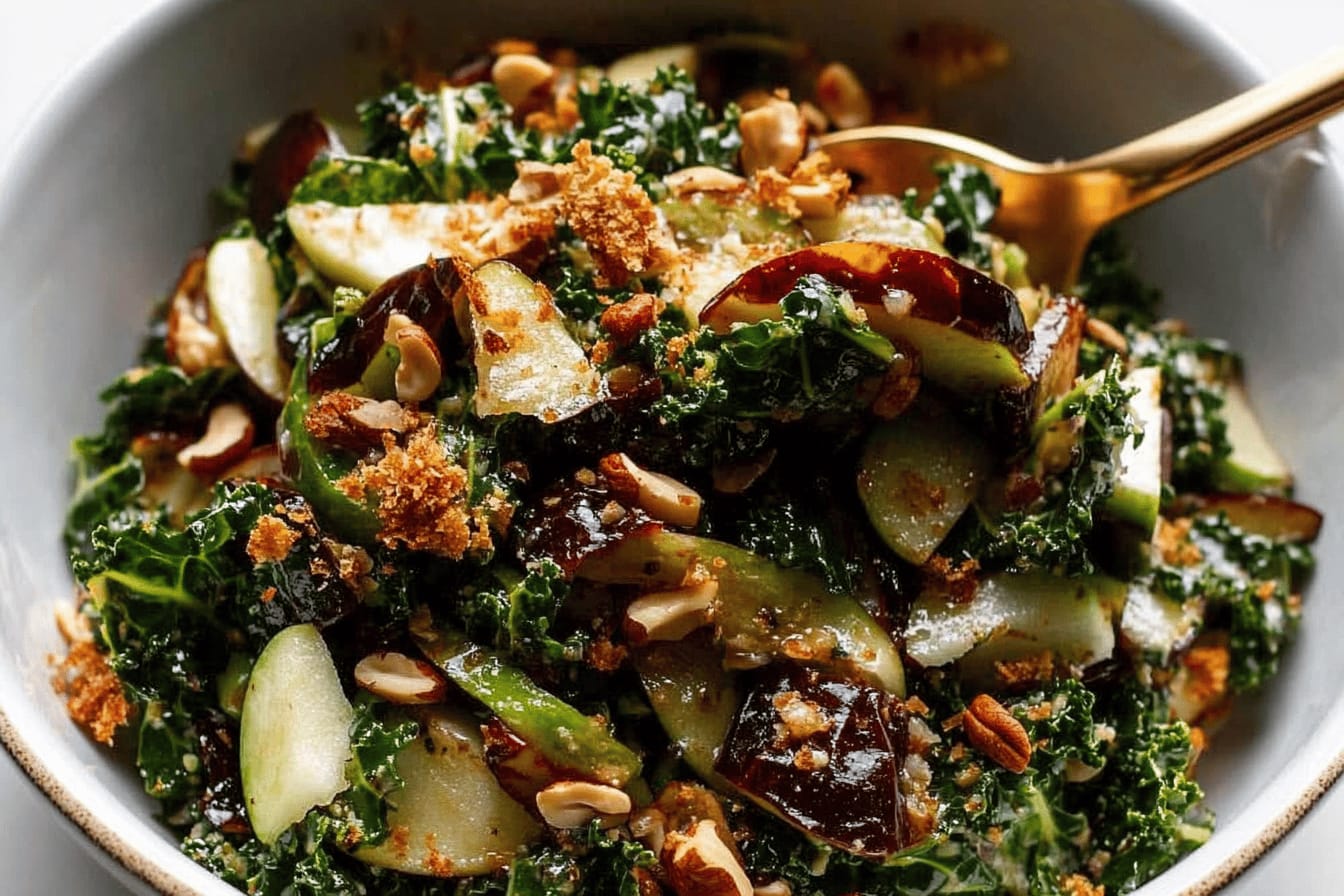 Crispy Shallot Kale Apple Salad Recipe