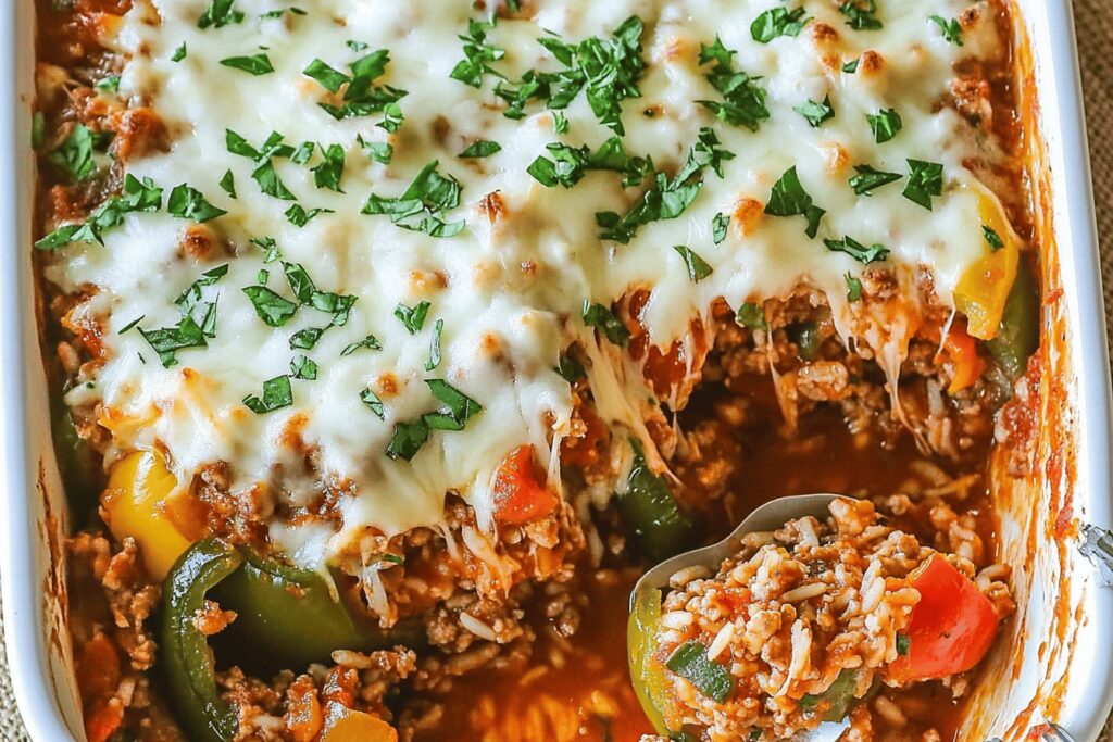 Delicious Stuffed Pepper Casserole with Turkey