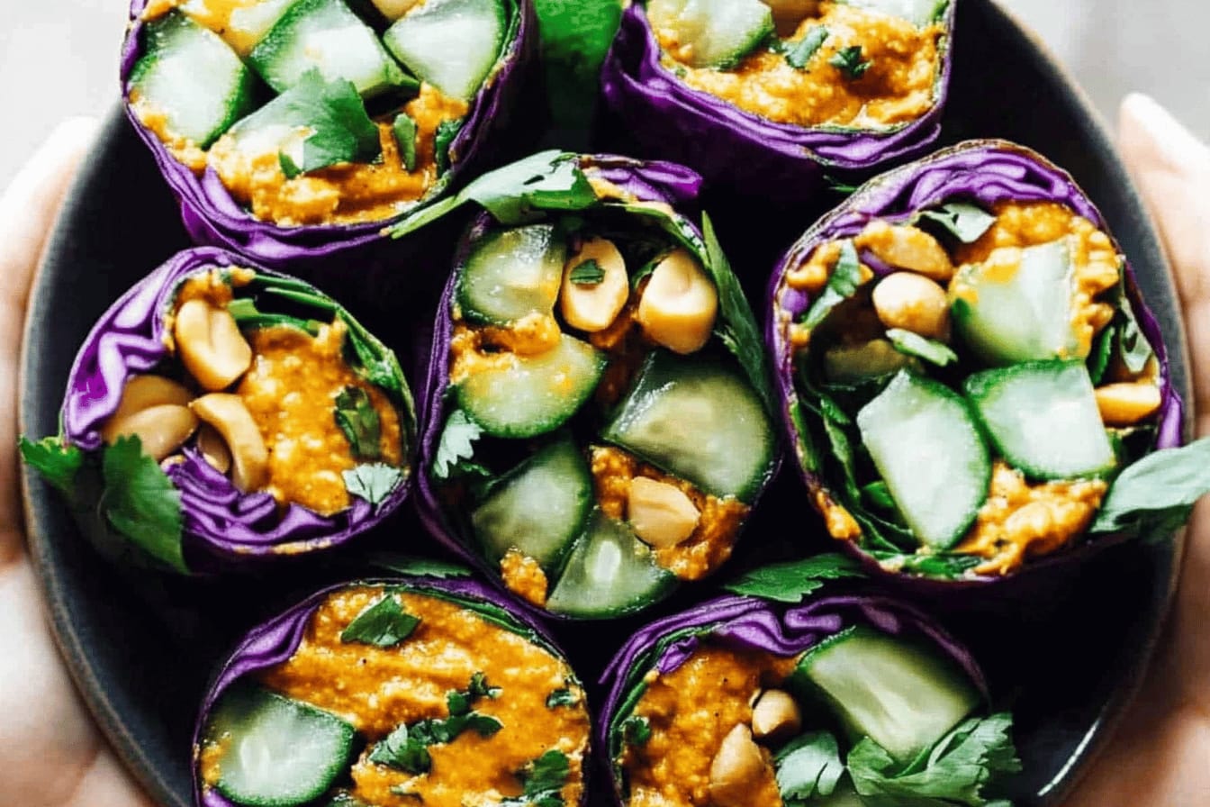 Detox Rainbow Roll-Ups with Peanut Sauce