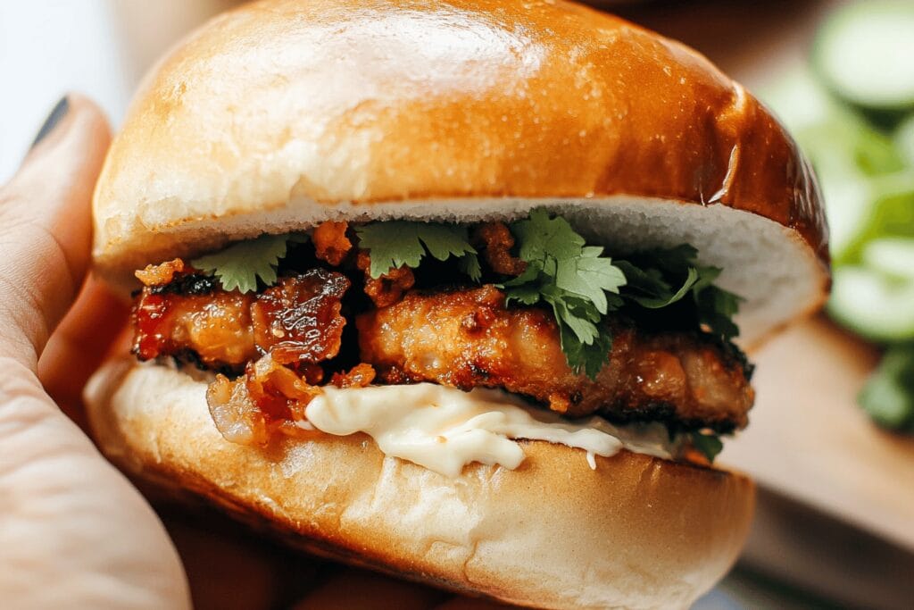 Gochujang Chicken Burgers with Kimchi Bacon Jam