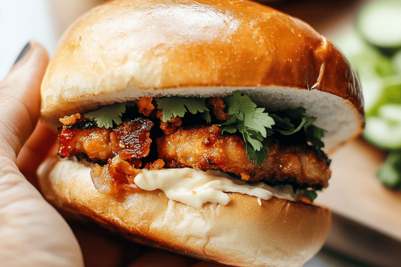 Gochujang Chicken Burgers with Kimchi Bacon Jam