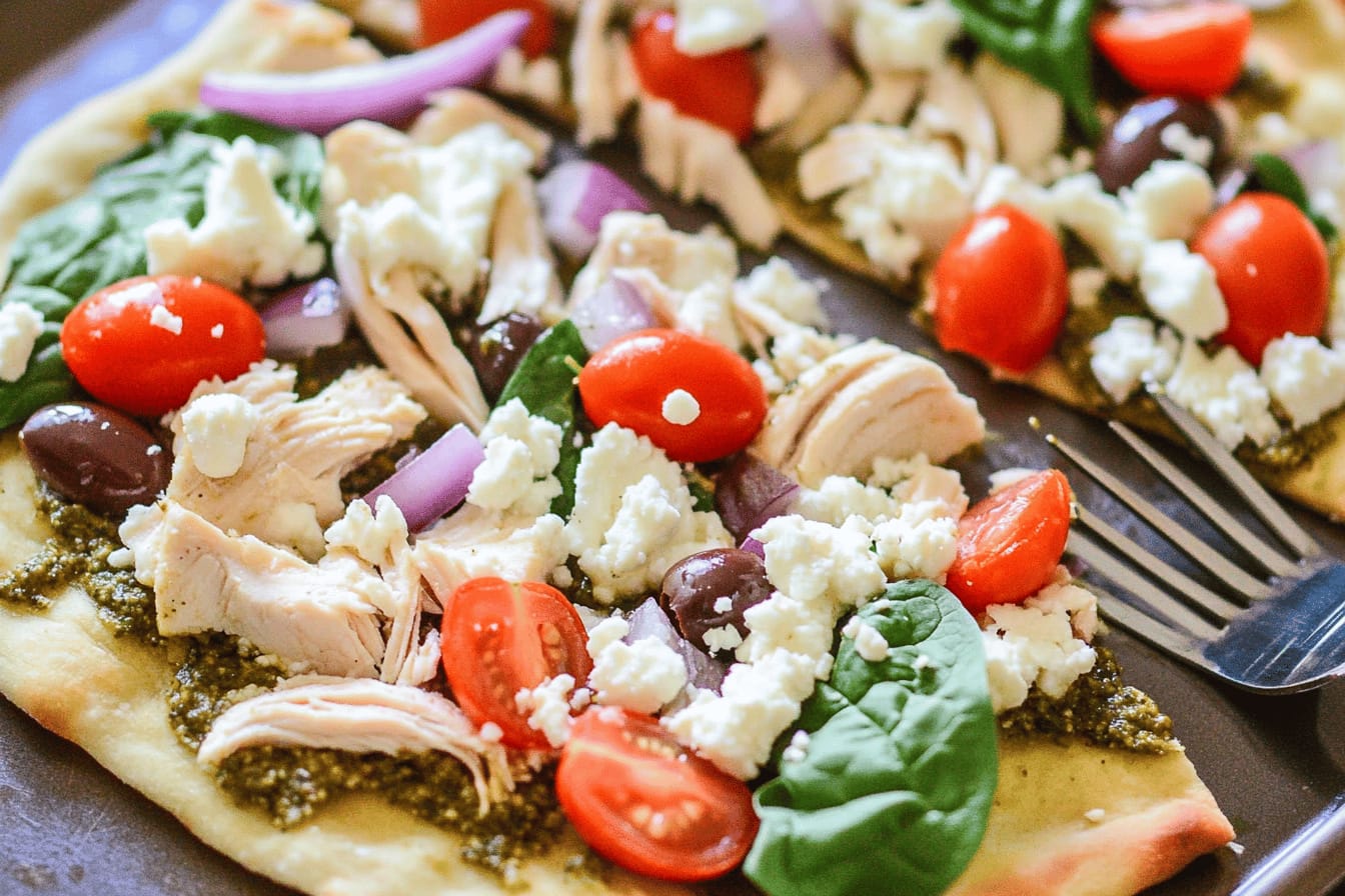 Mediterranean Chicken Flatbread Recipe Delight