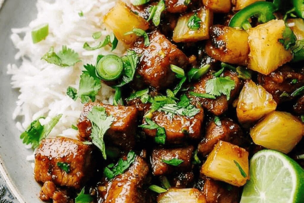 Pineapple Pork with Coconut Rice Recipe