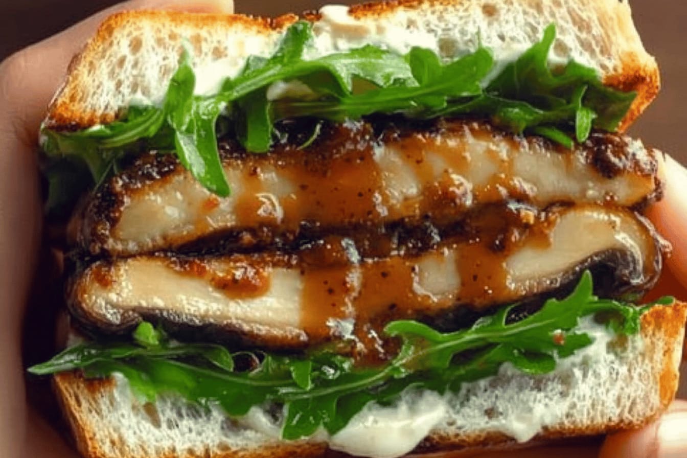 Roasted Mushroom Sandwich with Horseradish Aioli