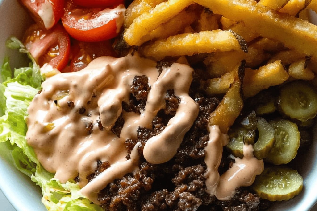 Burger Bowls with House Sauce and Ranch Fries