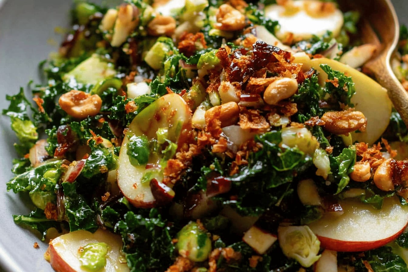 Crispy Shallot Kale Apple Salad Recipe