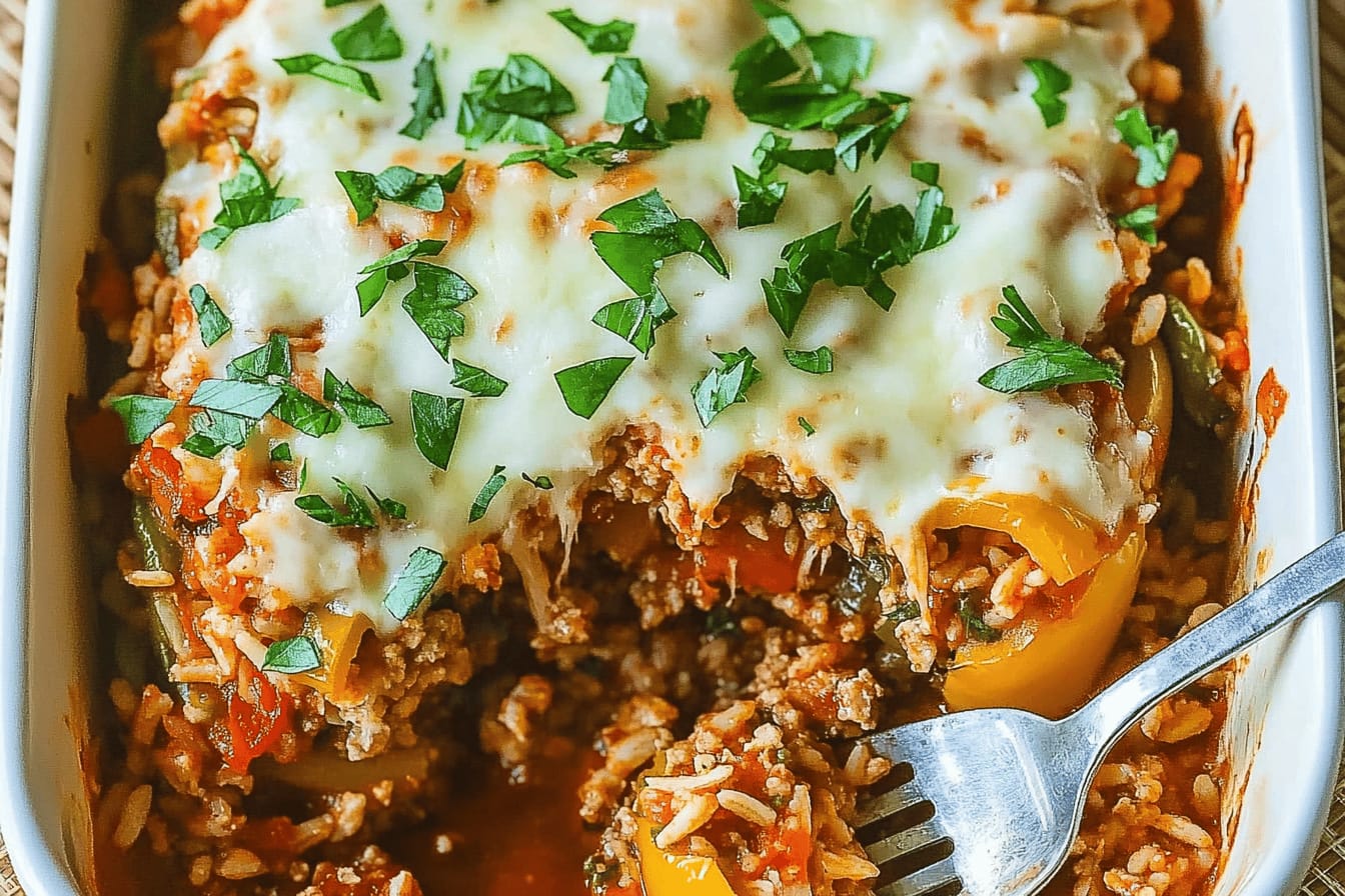 Delicious Stuffed Pepper Casserole with Turkey