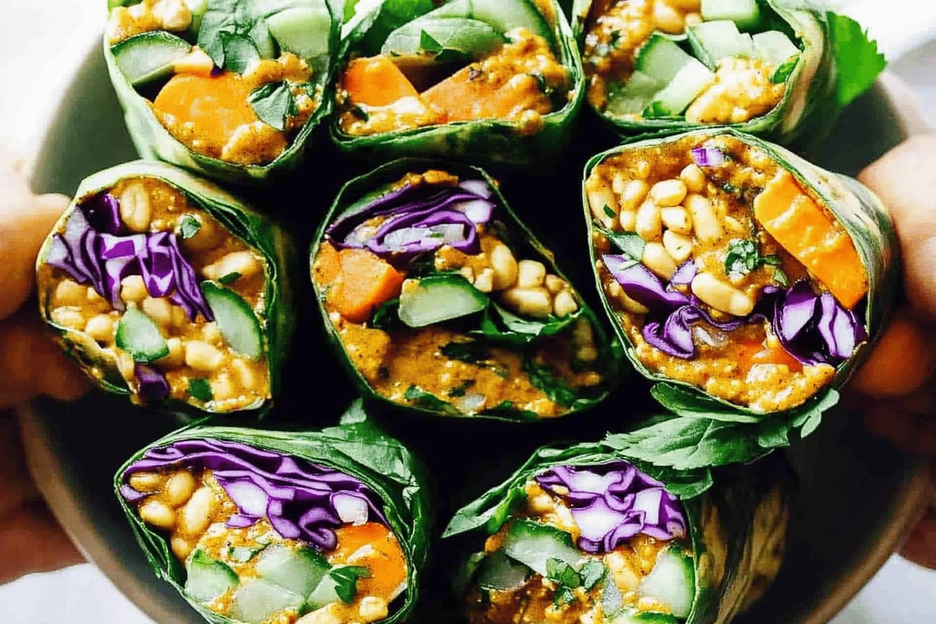 Detox Rainbow Roll-Ups with Peanut Sauce
