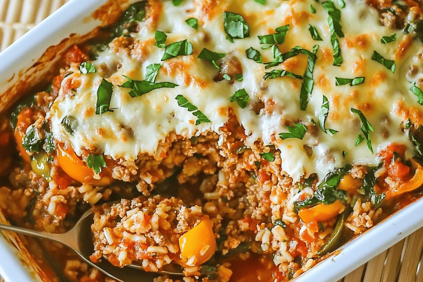 Easy Stuffed Pepper Casserole with Ground Turkey