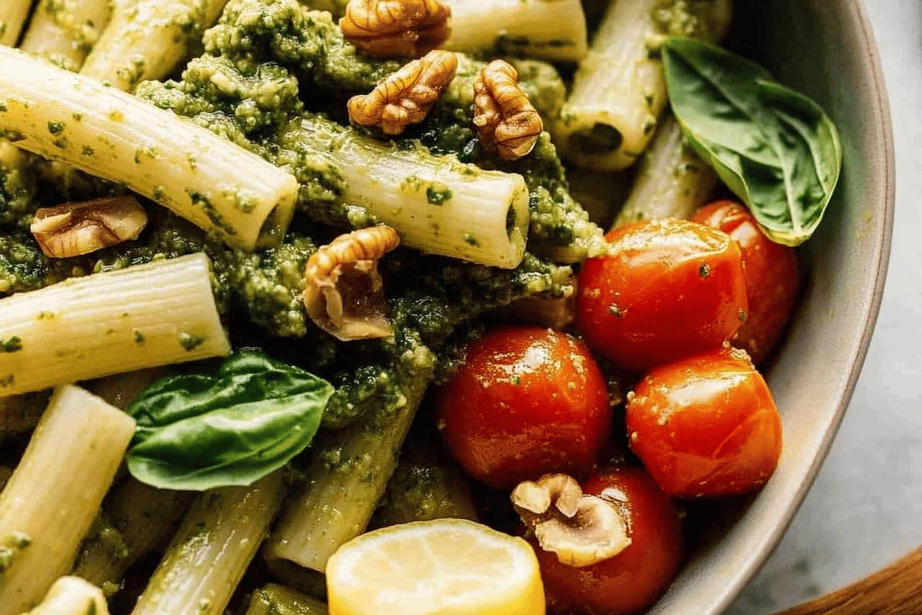 Farmers Market Pasta with Walnut Pesto Recipe