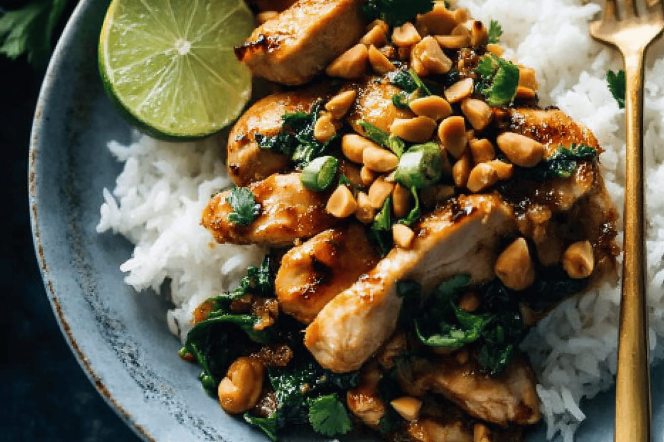 Ginger Peanut Chicken with Coconut Rice Recipe