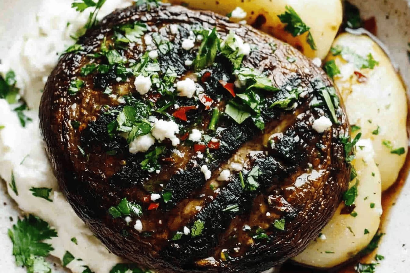 Grilled Portobellos with Goat Cheese Potatoes