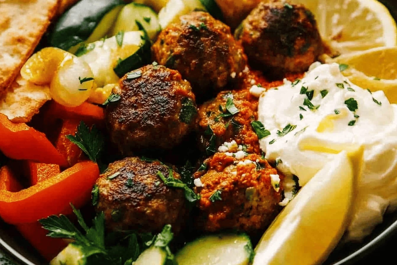 Harissa Meatballs with Whipped Feta Recipe