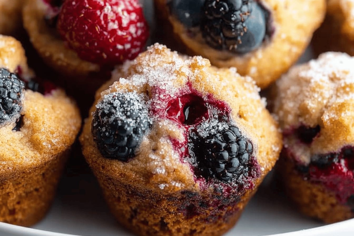 Mixed Berry Muffins with Crunchy Tops