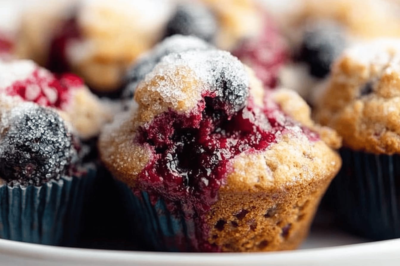 Mixed Berry Muffins with Sugary Topping Recipe