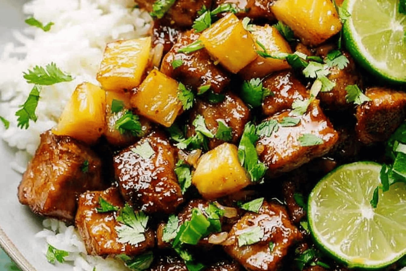 Pineapple Pork with Coconut Rice Recipe