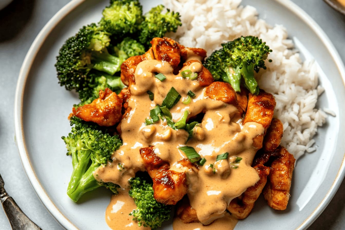 Red Curry Chicken Stir Fry with Cashew Sauce