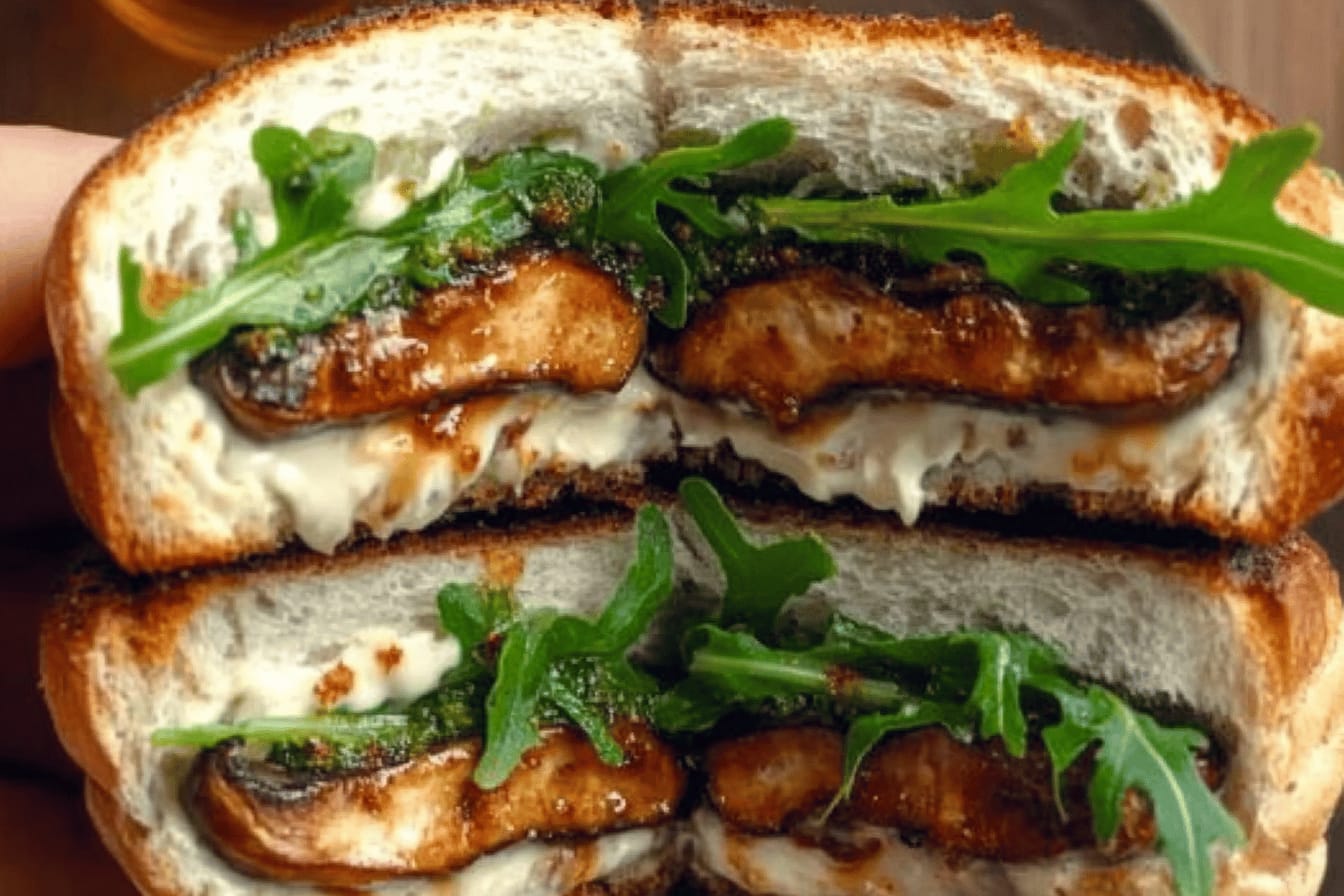 Roasted Mushroom Sandwich with Horseradish Aioli