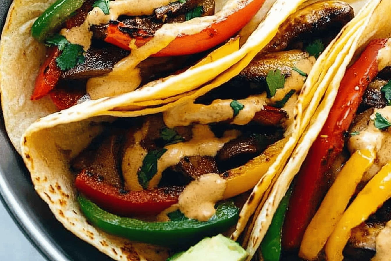 Vegan Sheet Pan Fajitas with Chipotle Queso