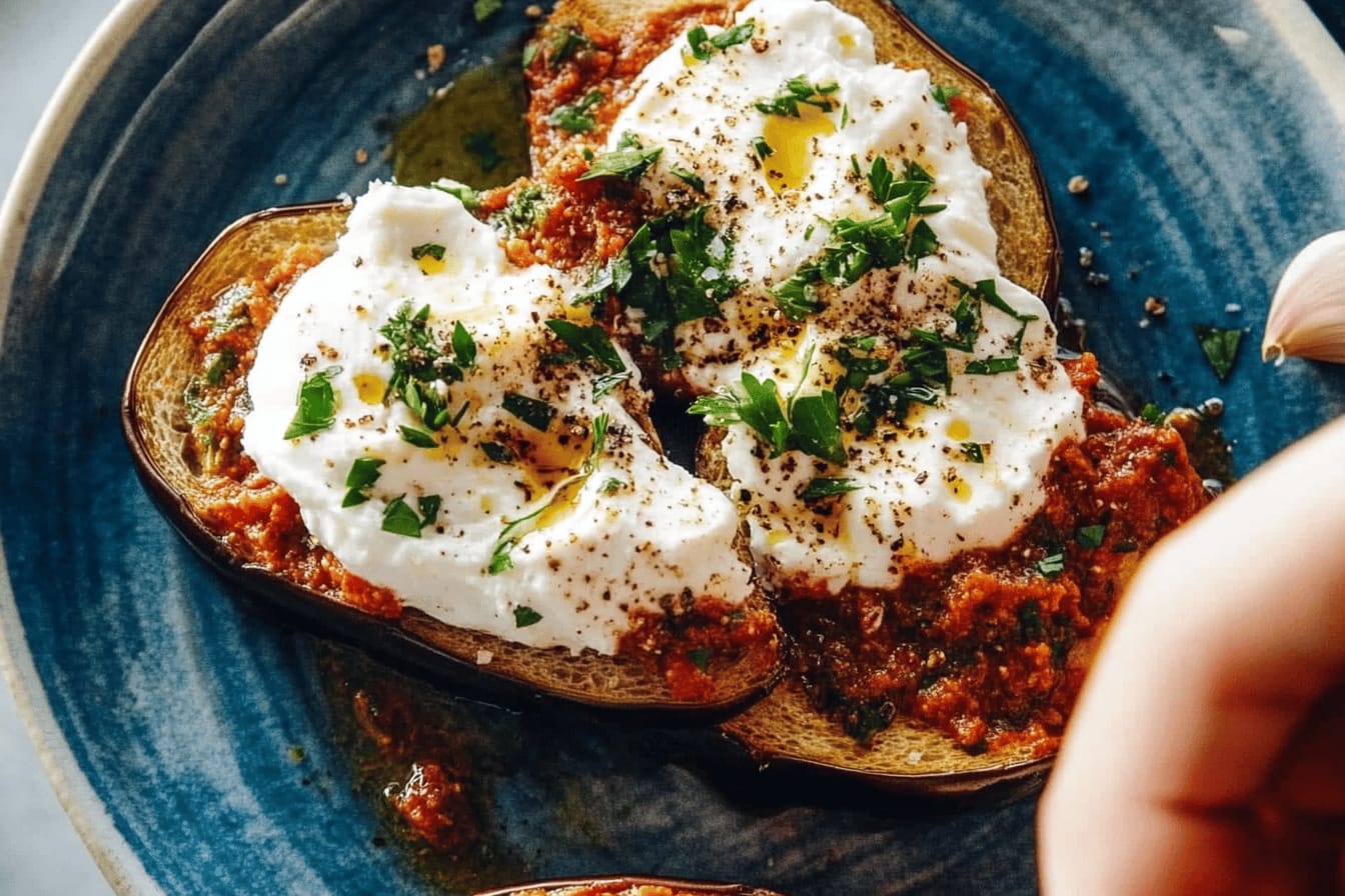 Zaalouk Toasts with Creamy Burrata Recipe