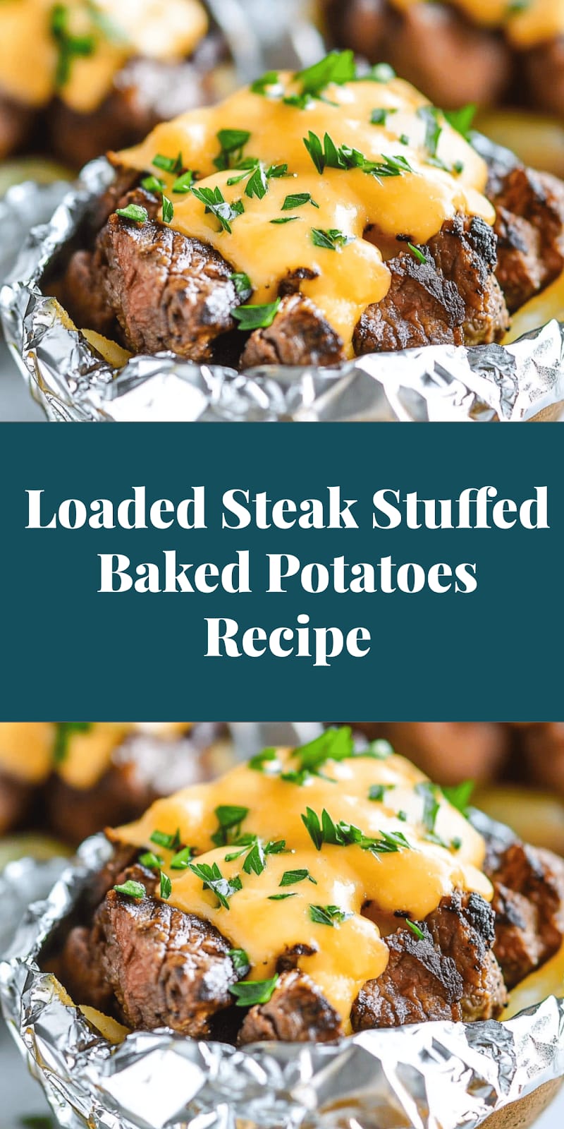 Loaded Steak Stuffed Baked Potatoes Recipe