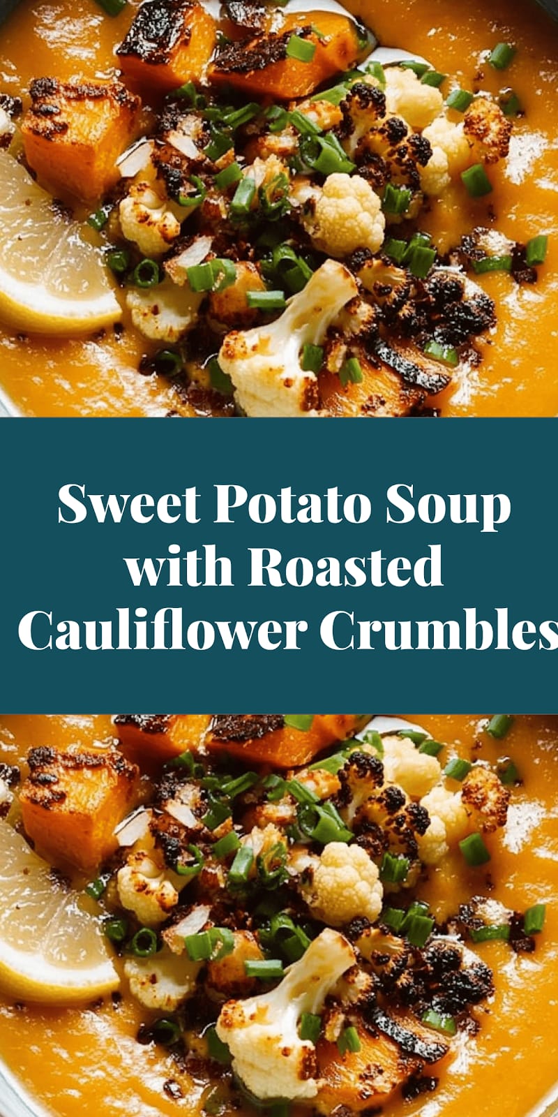 Sweet Potato Soup with Roasted Cauliflower Crumbles