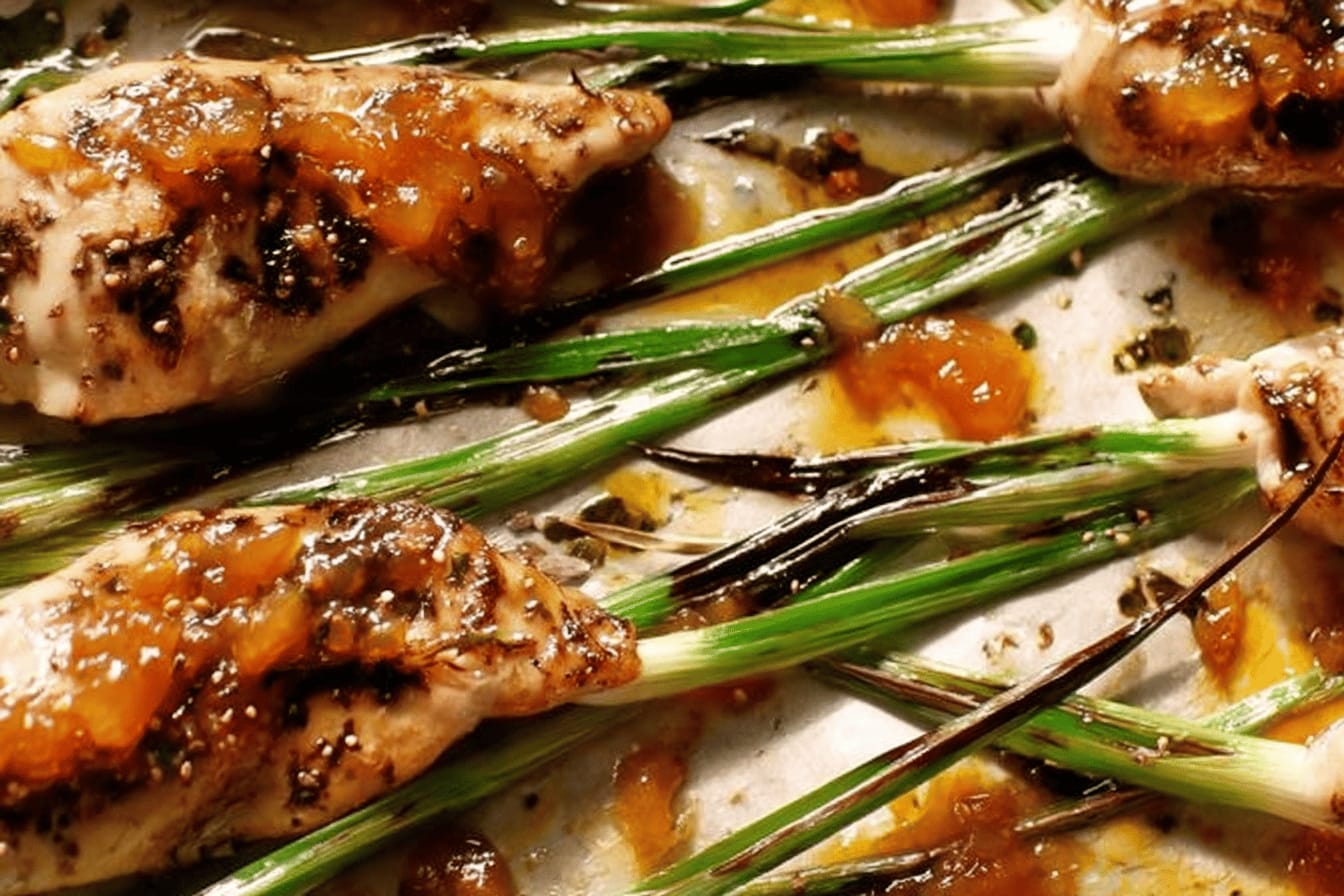 Apricot Chicken with Charred Scallions Recipe