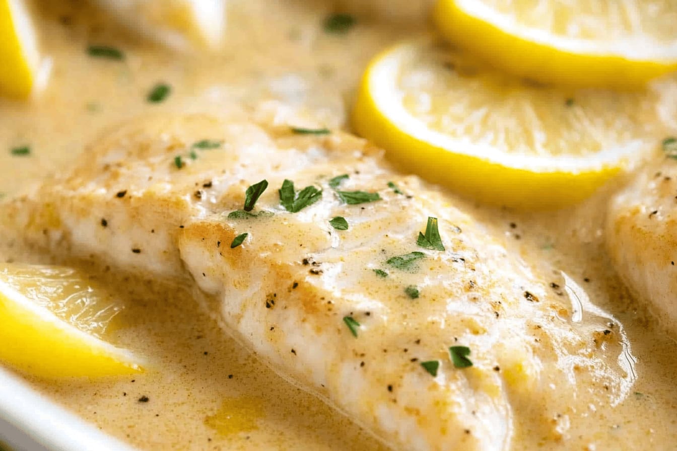 Baked Fish with Lemon Cream Sauce Recipe
