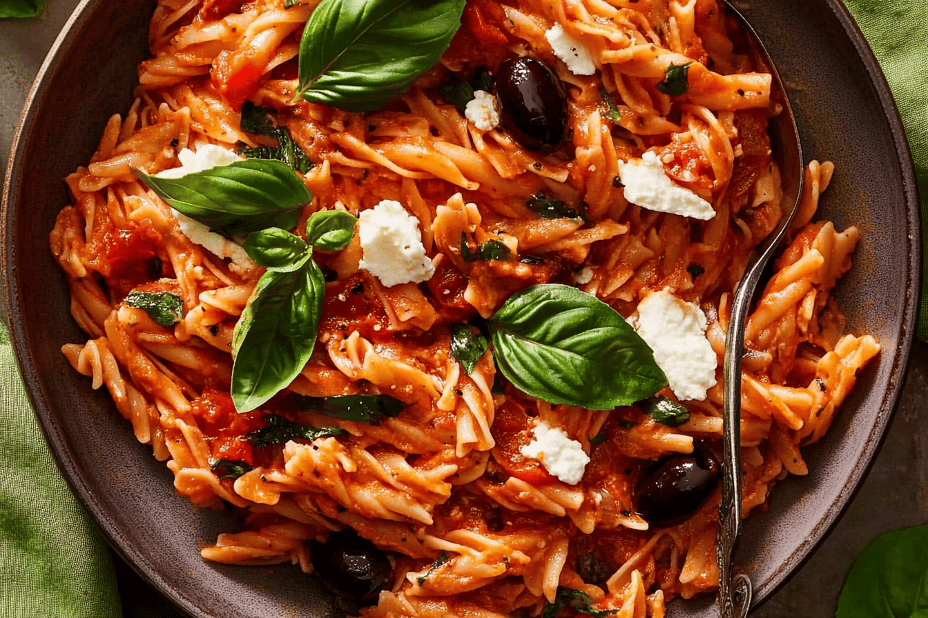 Creamy Goat Cheese and Roasted Red Pepper Risoni