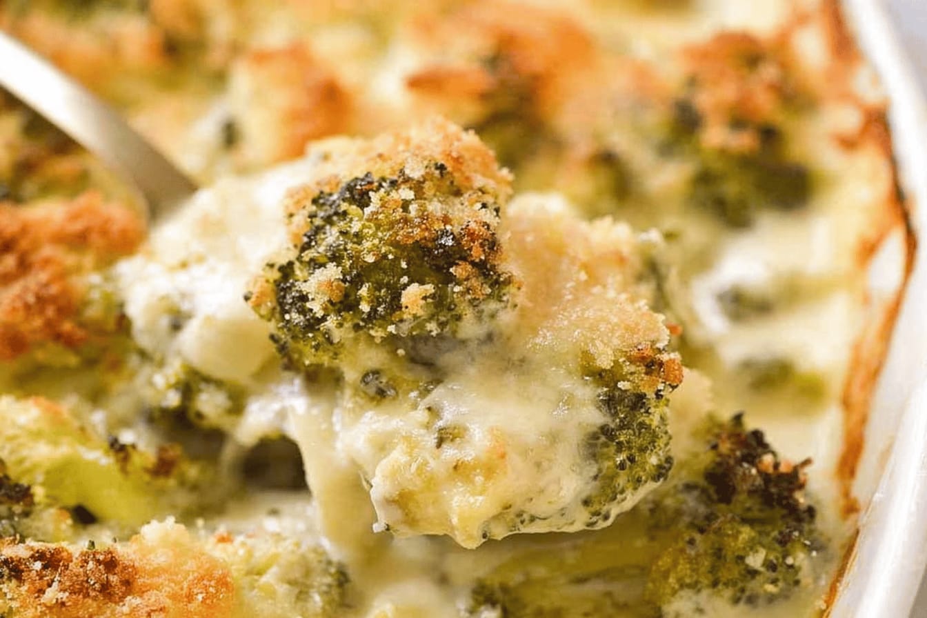 Creamy Parmesan Garlic Broccoli Casserole Recipe