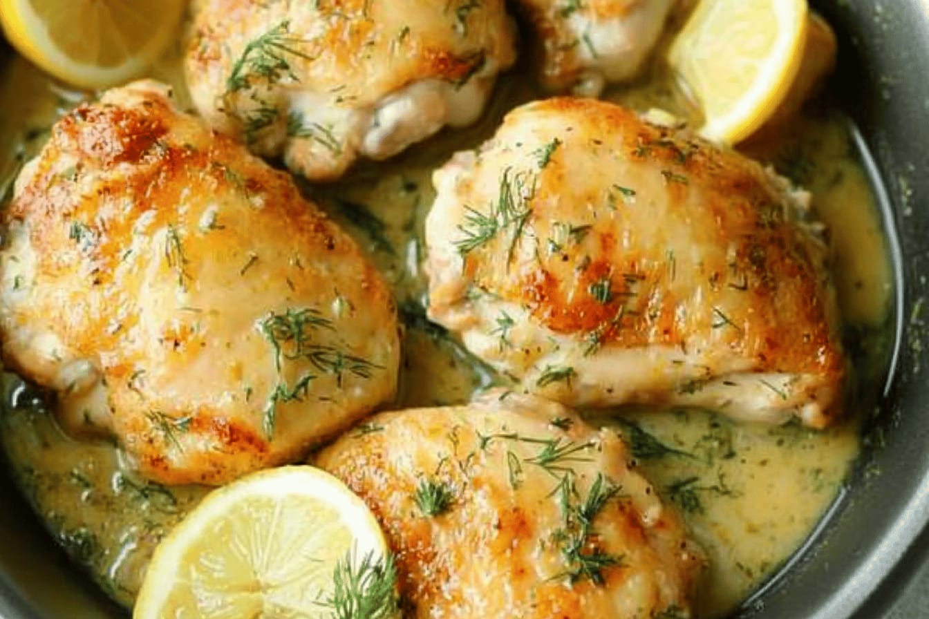 Lemon Dill Skillet Chicken Thighs Recipe