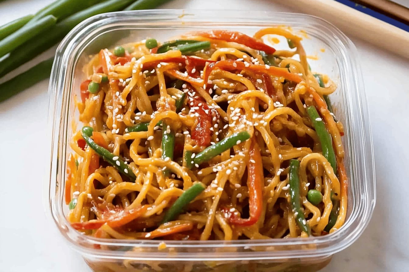 Noodle Salad with Creamy Sesame Peanut Dressing