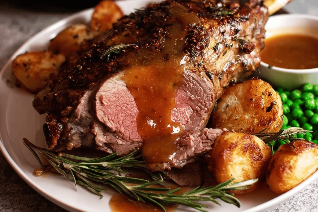 Perfect Roast Lamb Leg with Gravy Recipe