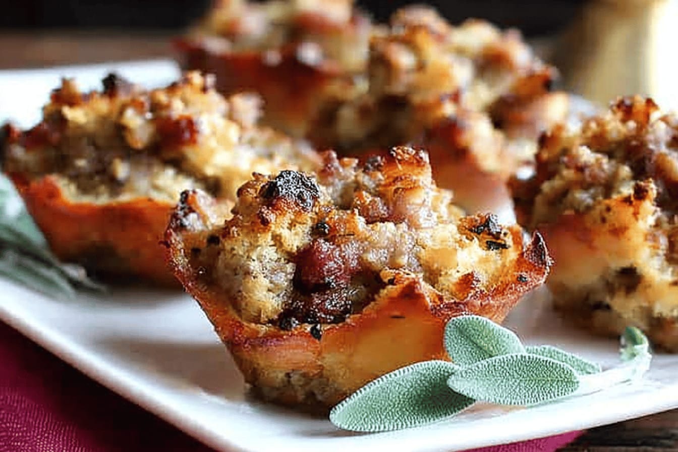 Pork Sausage and Apple Stuffing Cups Recipe