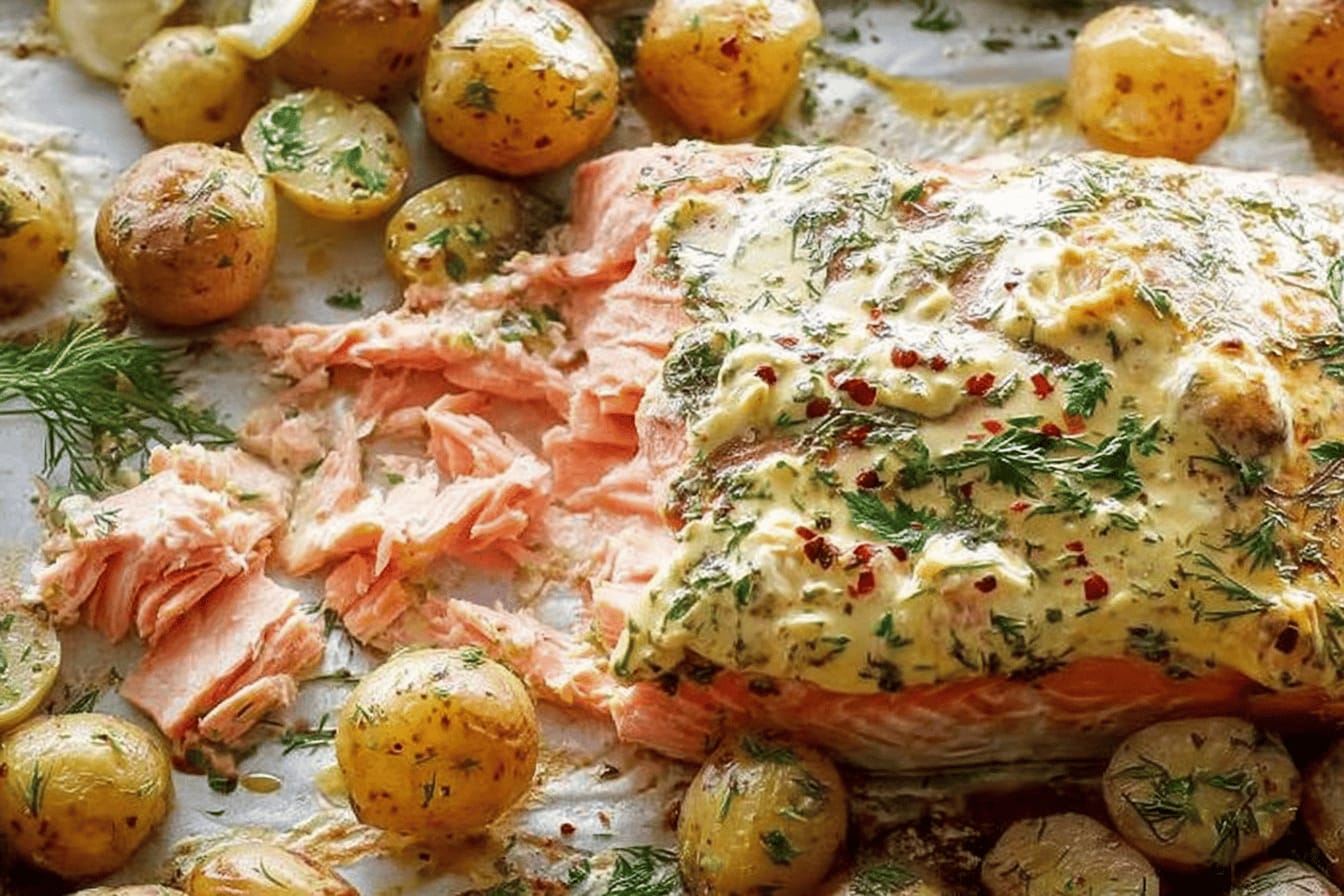 Sheet Pan Salmon with Dill Potatoes Recipe