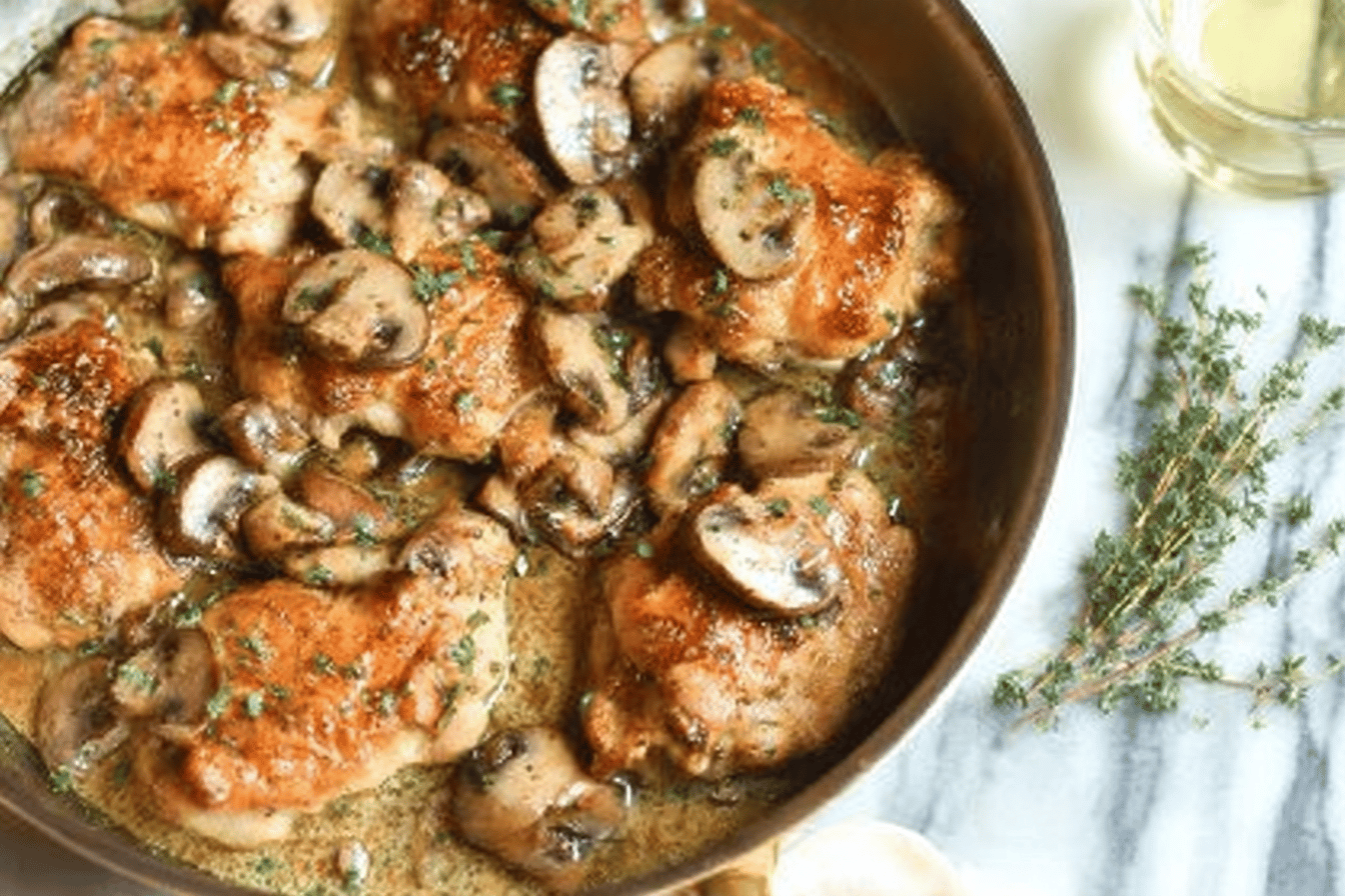 Skillet Mushroom Chicken Thighs Recipe